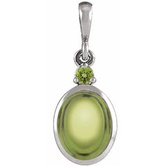 Platinum 5x3 mm Natural Peridot Pendant