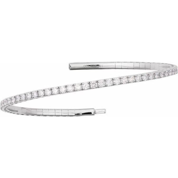 14K White Gold 2 CTW Lab-Grown Diamond  Flexible Bangle 7" Bracelet