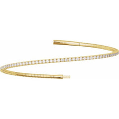 14K Yellow Gold 1 1/2 CTW Natural Diamond Flexible Bangle 7" Bracelet