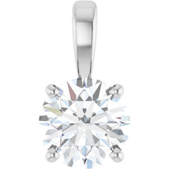 14K White Gold 1 CT Natural Diamond Pendant