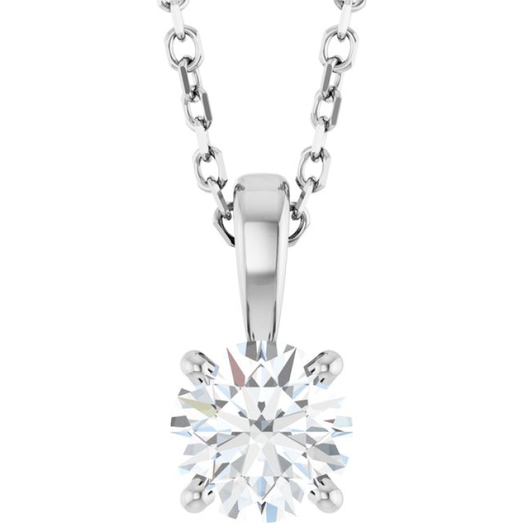 14K White Gold 1/2 CT Natural Diamond 18" Necklace