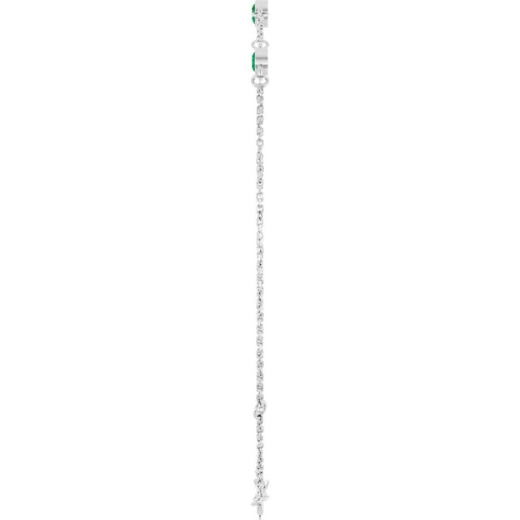 14K White Gold Natural Emerald Bezel-Set 3-Stone 6 1/2-7 1/2" Bracelet