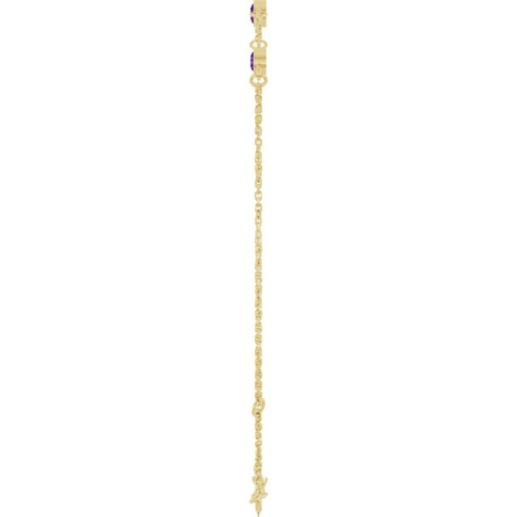 14K Yellow Gold Natural Amethyst Bezel-Set 3-Stone 6 1/2-7 1/2" Bracelet