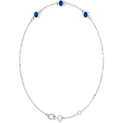 14K White Gold Lab-Grown Blue Sapphire Bezel-Set 3-Stone 6 1/2-7 1/2" Bracelet
