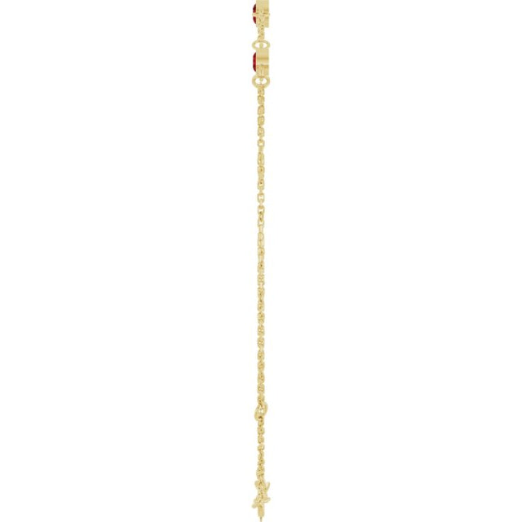 14K Yellow Gold Natural Mozambique Garnet Bezel-Set 3-Stone 6 1/2-7 1/2" Bracelet