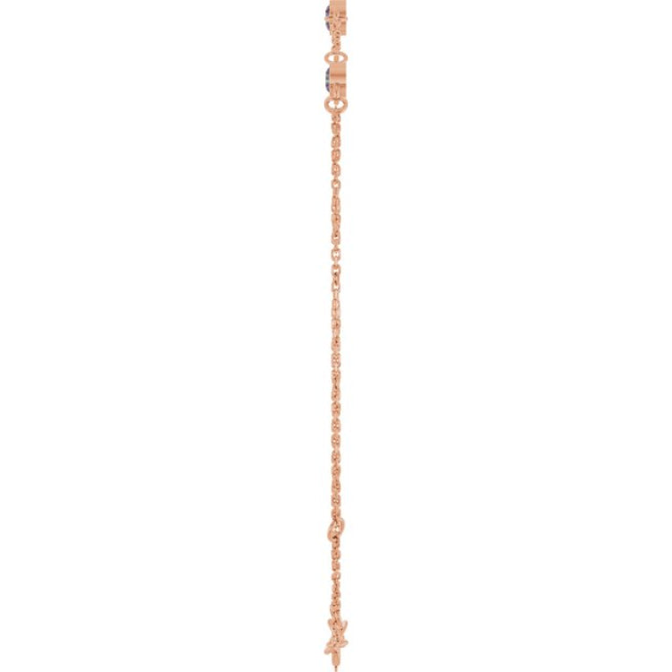 14K Rose Gold Lab-Grown Alexandrite Bezel-Set 3-Stone 6 1/2-7 1/2" Bracelet