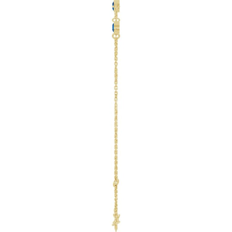 14K Yellow Gold Lab-Grown Blue Sapphire Bezel-Set 3-Stone 6 1/2-7 1/2" Bracelet