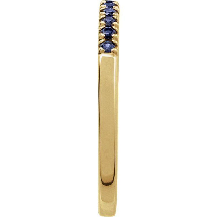 14K Yellow Gold Natural Blue Sapphire Stackable Ring