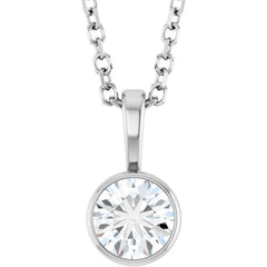 Platinum 1/3 CT Lab-Grown Diamond Bezel-Set Solitaire 16-18" Necklace