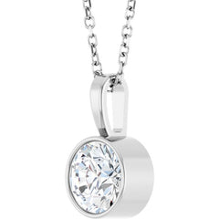 Platinum 9/10 CT Lab-Grown Diamond Bezel-Set Solitaire 16-18" Necklace