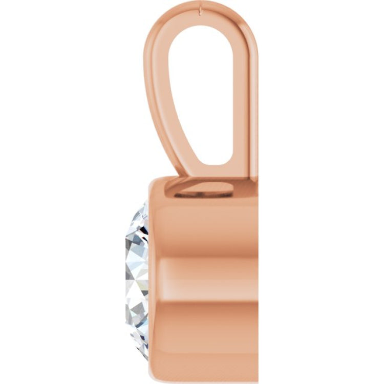 14K Rose Gold 1/3 CT Lab-Grown Diamond Bezel-Set Solitaire Pendant