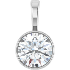 Sterling Silver 5/8 CT Lab-Grown Diamond Bezel-Set Solitaire Pendant