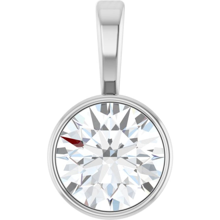 Platinum 5/8 CT Lab-Grown Diamond Bezel-Set Solitaire Pendant