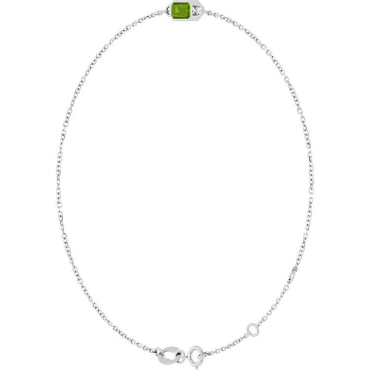 14K White Gold Natural Peridot 6 1/2-7 1/2" Bracelet