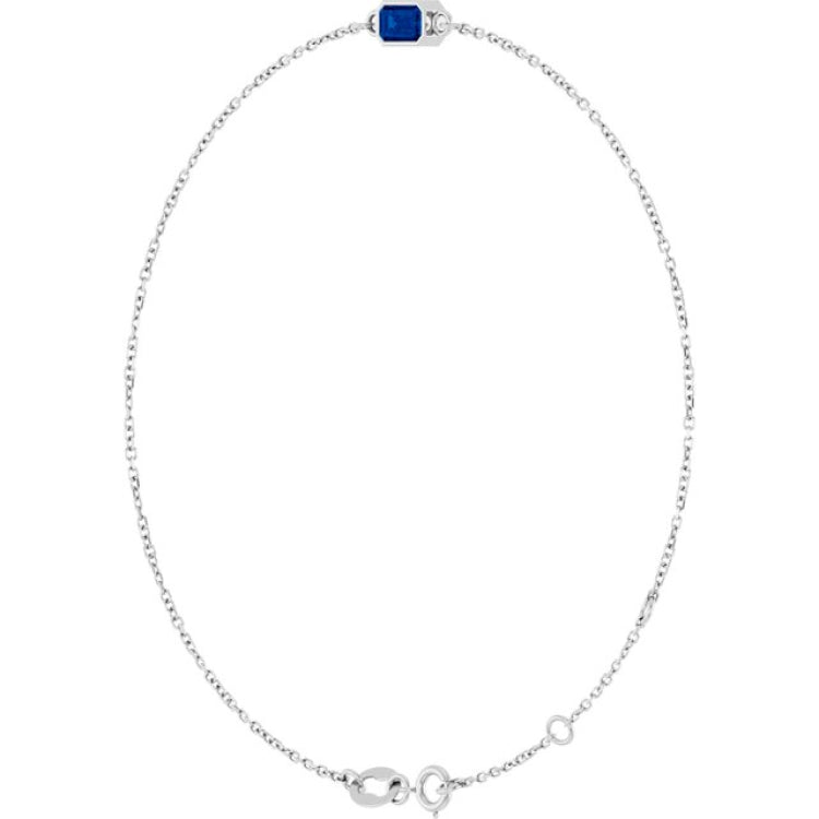 14K White Gold Lab-Grown Blue Sapphire 6 1/2-7 1/2" Bracelet