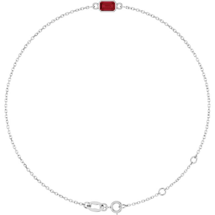 14K White Gold Lab-Grown Ruby 6 1/2-7 1/2" Bracelet