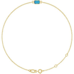 14K Yellow Gold Natural Blue Zircon 6 1/2-7 1/2" Bracelet