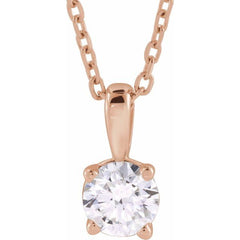 14K Rose Gold 3/4 CT Natural Diamond 18" Necklace