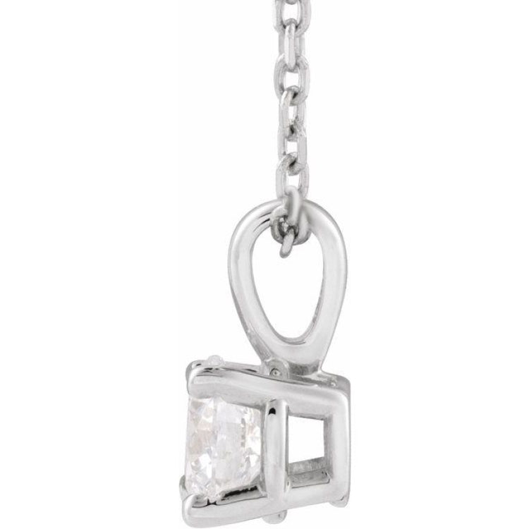 14K White Gold 1 CT Natural Diamond 18" Necklace