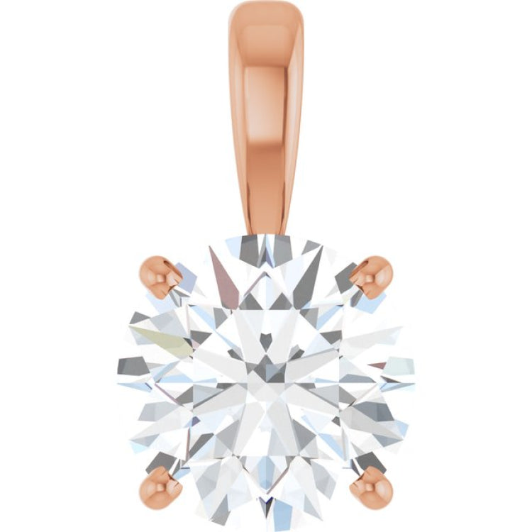 14K Rose Gold 2 CT Lab-Grown Diamond Pendant