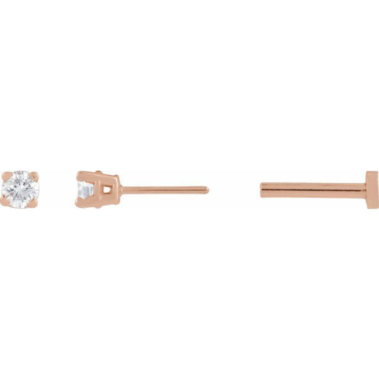 14K Rose Gold .06 CT Natural Diamond Earrings