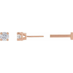 14K Rose Gold 1/10 CT Natural Diamond  Earring