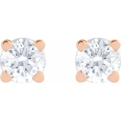 14K Rose Gold 1/10 CT Natural Diamond  Earring