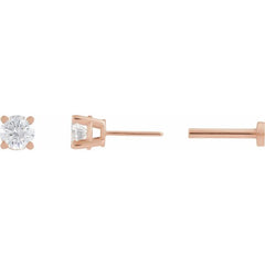 14K Rose Gold 1/6 CT Natural Diamond  Earring