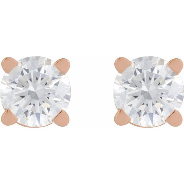 14K Rose Gold 1/6 CT Natural Diamond  Earring