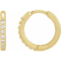 14K White Gold 1/3 CTW Natural Diamond Hinged 15 mm Hoop Earrings