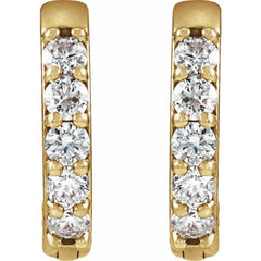 14K Yellow Gold 1/4 CTW Natural Diamond Hinged 12.5 mm Hoop Earrings