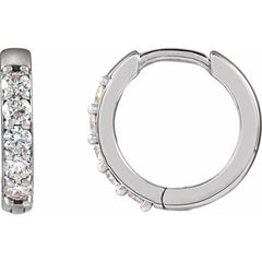 14K White Gold 1/4 CTW Natural Diamond Hinged 12.5 mm Hoop Earrings