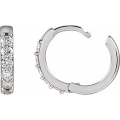 Platinum 1/4 CTW Natural Diamond Hinged 12.5 mm Hoop Earrings