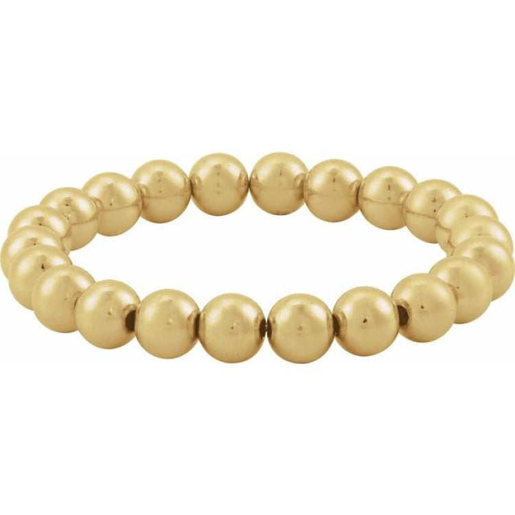 14K Yellow Gold-Filled 8 mm Elastic Bead 6 1/2" Bracelet