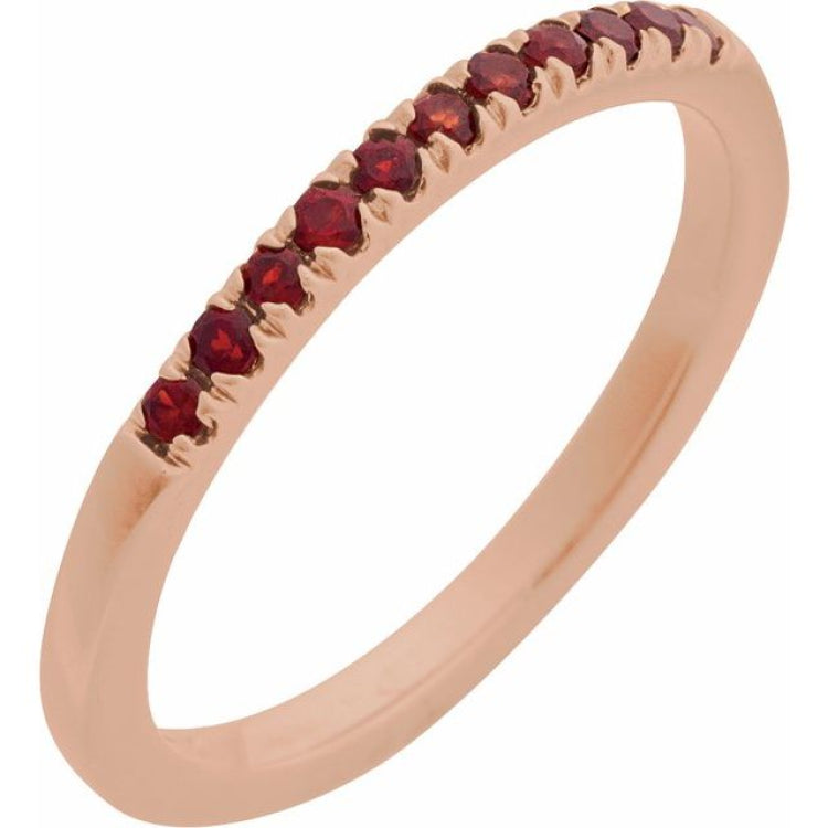 10K Rose Gold Natural Mozambique Garnet Stackable Ring