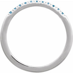 10K White Gold Natural London Blue Topaz Stackable Ring