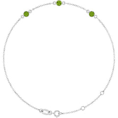 Sterling Silver Natural Peridot Bezel-Set 3-Stone 6 1/2-7 1/2" Bracelet