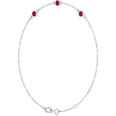 Sterling Silver Natural Ruby Bezel-Set 3-Stone 6 1/2-7 1/2" Bracelet