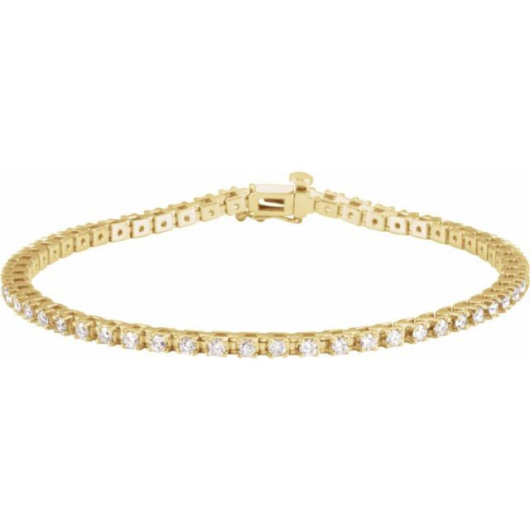 14K Yellow Gold 2 1/4 CTW Natural Diamond Line 7 1/4" Line Bracelet