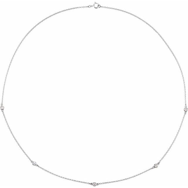 Sterling Silver 1/4 CTW Natural Diamond 5-Station 18" Necklace