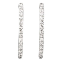 14K White Gold 2 CTW Natural Diamond Inside-Outside 29.5 mm Hinged Hoop Earrings