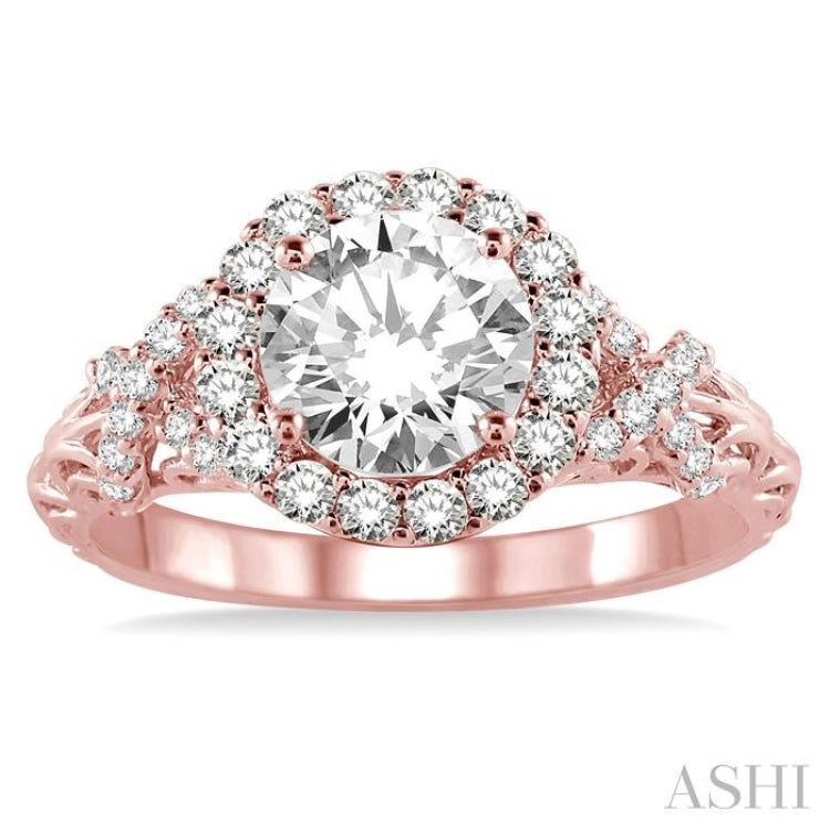 1/2 Ctw Diamond Semi-Mount Engagement Ring in 14K Rose Gold