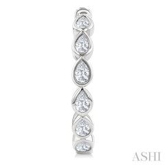 1 Ctw Bezel Set Pear Cut Diamond Fashion Hoop Earring in 14K White Gold