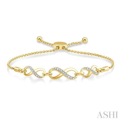 1/20 Ctw Triple Infinity Link Round Cut Diamond Lariat Bracelet in Yellow Gold Vermeil
