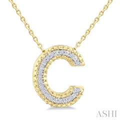 1/20 Ctw Bubble Accent Initial 'C' Round Cut Diamond Fashion Pendant With Chain in Yellow Gold Vermeil