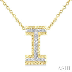1/20 Ctw Bubble Accent Initial 'I' Round Cut Diamond Fashion Pendant With Chain in Yellow Gold Vermeil