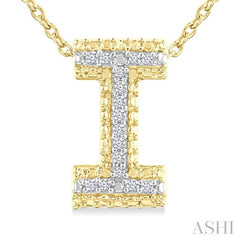 1/20 Ctw Bubble Accent Initial 'I' Round Cut Diamond Fashion Pendant With Chain in Yellow Gold Vermeil