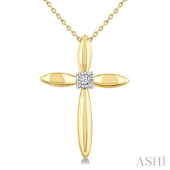 1/50 Ctw Single Cut Diamond Fashion Cross Pendant With Chain in Yellow Gold Vermeil