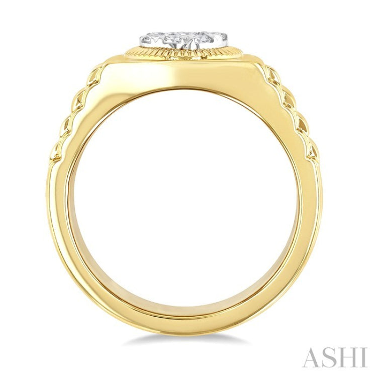 1/2 Ctw Flat Top Lovebright Round Cut Diamond Men's Ring in 14K Yellow and White Gold
