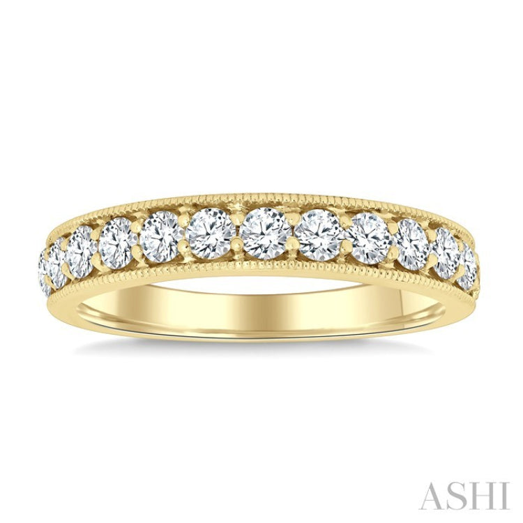 1 1/2 Ctw Round Cut Diamond Eternity Wedding Band in 14K Yellow Gold